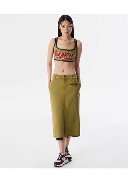 Slogan Nakışlı Non Denim Büstiyer TS1250006072070