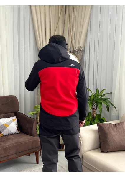 Erkek Siyah Kırmızı Softshell Outdoor Su İtici Rüzgar Geçirmez Mont indirimleri
