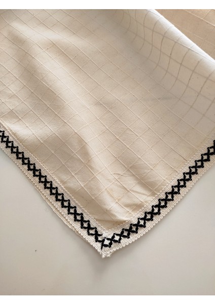 %100 Pamuk Buldan Monica Keten Kumaş Jüt Aksesuarlı Bohem Masa Örtüsü