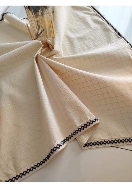 %100 Pamuk Buldan Monica Keten Kumaş Jüt Aksesuarlı Bohem Masa Örtüsü fiyatları