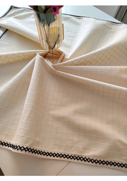 %100 Pamuk Buldan Monica Keten Kumaş Jüt Aksesuarlı Bohem Masa Örtüsü modelleri