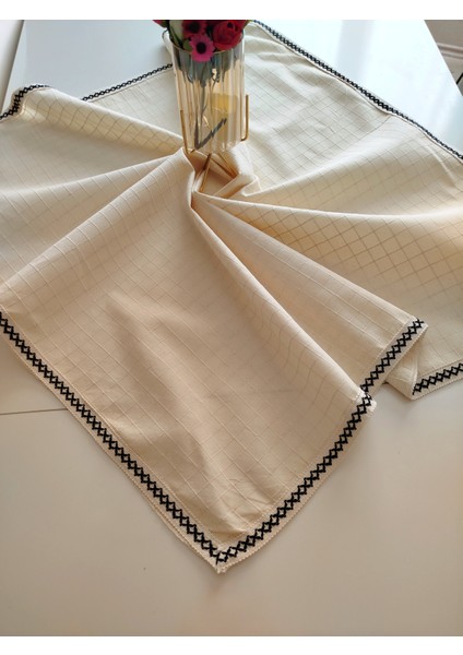 %100 Pamuk Buldan Monica Keten Kumaş Jüt Aksesuarlı Bohem Masa Örtüsü fırsatları