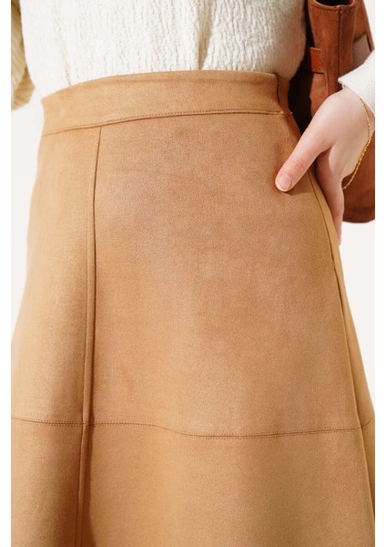 Fermuarlı Kadın Süet Etek Parça Detaylı fırsatları
