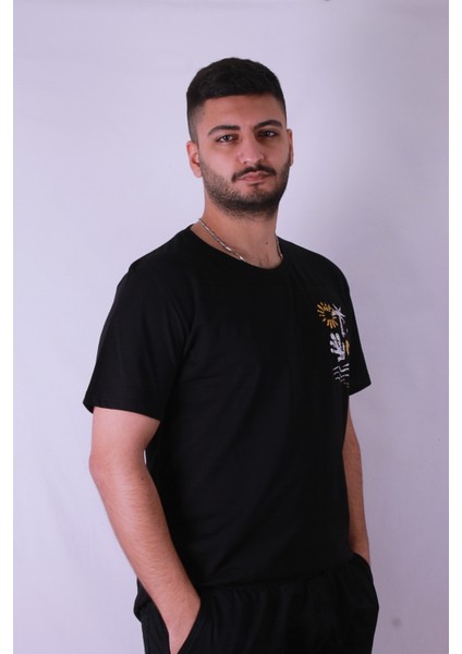 Yakamoz Baskılı Siyah Erkek T-Shirt Tr-10 fiyatları