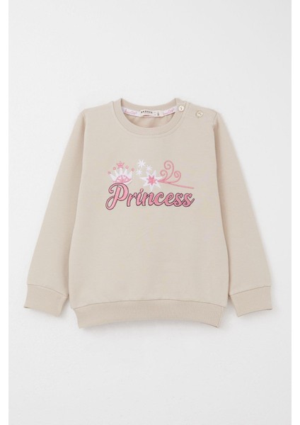 Kız Bebek Eşofman Takım Prenses Yazı Nakışlı 9 Ay-3 Yaş, Bej fiyatları