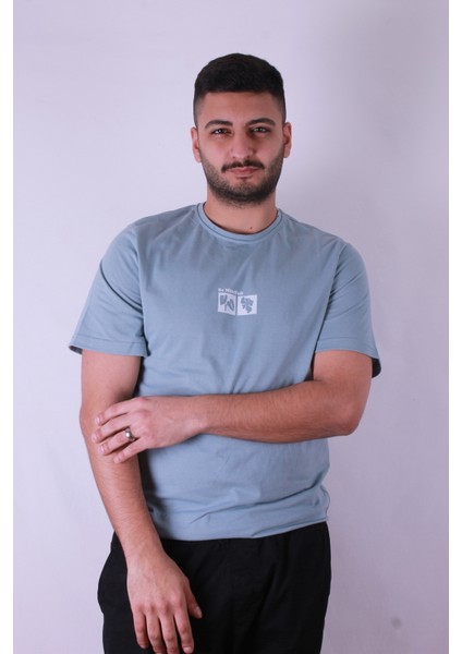 Be Mindfull Baskı Mavi Erkek T-Shirt