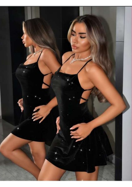 İnce Askılı Sim Desenli Kadın Şık Gece Elbise fiyatları