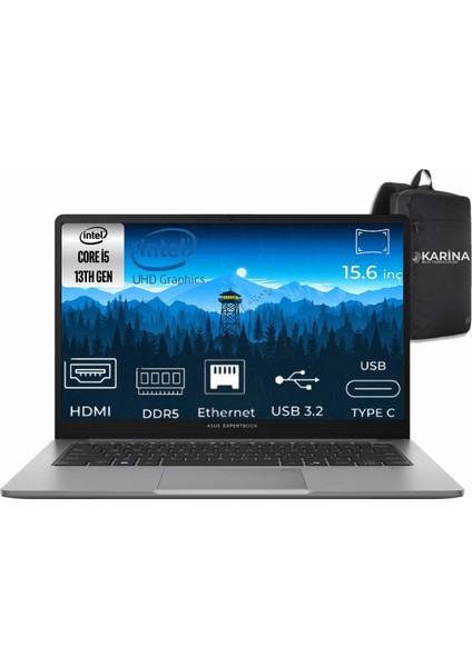 Expertbook P1 P1503CVA Intel Core I5-13420H I58512G0D-74 32GB 1tb+1tb Intel UHD Freedos 15.6 Fhd Taşınabilir Bilgisayar