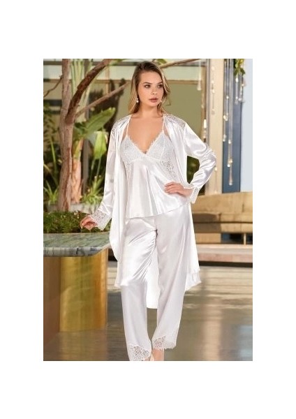 5696 Saten Uzun Kol Pijama Takımı