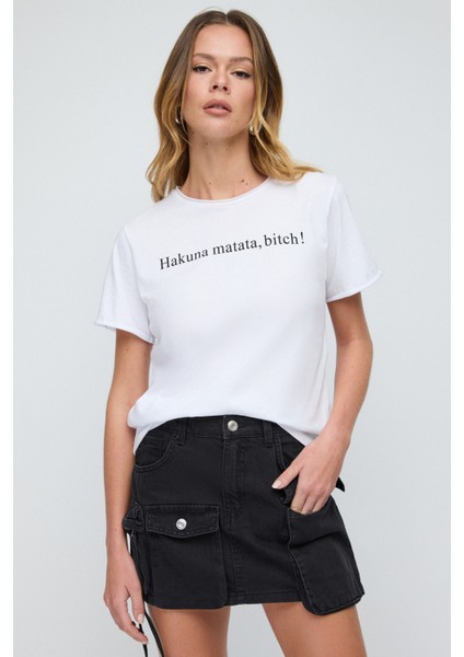 Slogan Baskılı Basic T-Shirt