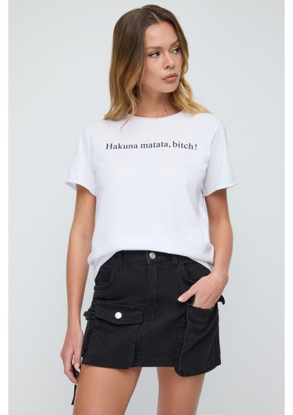 Slogan Baskılı Basic T-Shirt