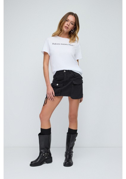 Slogan Baskılı Basic T-Shirt