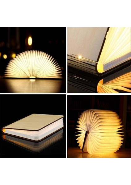 Vorrınc Ahşap Katlanır Kitap Lambası, Ambiyans Aydınlatması, Gece Lambası, Manyetik LED Işık, Dekoratif Işık, 360° Katlanabilir, Hediye Için Ideal (Beyaz Akçaağaç Yaprağı) 22 x 17 x 2,5 cm