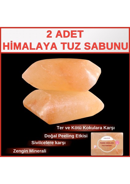 Himalaya Tuz Sabunu 300-350 gr x 2 Adet Zengin Mineralli Doğal Saf Pembe Himalaya Kaya Tuzu Sabunu