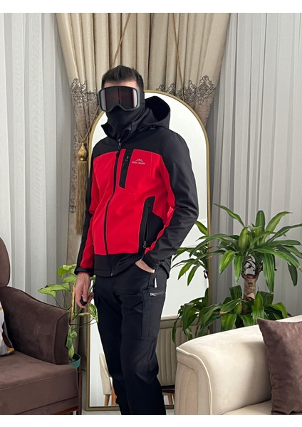 Erkek Siyah Kırmızı Softshell Outdoor Su İtici Rüzgar Geçirmez Mont indirimleri