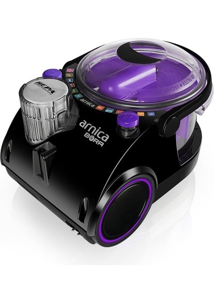 Bora Su Filtreli Süpürge - 850W, Hepa 13 Filtre, Elektronik Emiş Gücü, Mor Renk