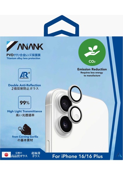 Anank Iphone 16 2x Anti Reflektif Titanyum Kaplama Lens Koruyucu Yeşil