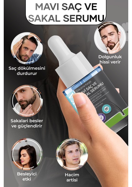 Mavi Saç Sakal Bakım Serumu + Dermaroller hediyeli fiyatları