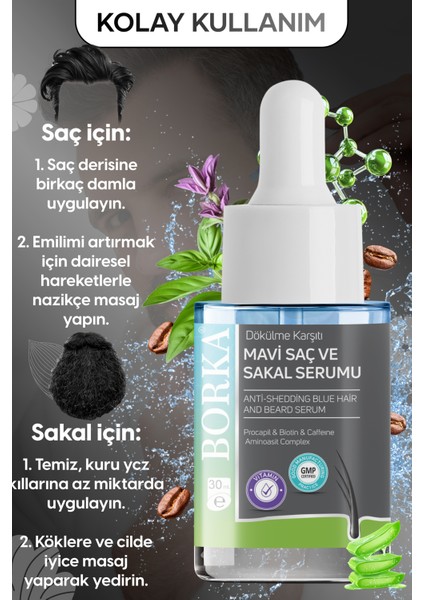 Mavi Saç Sakal Bakım Serumu + Dermaroller hediyeli indirimleri