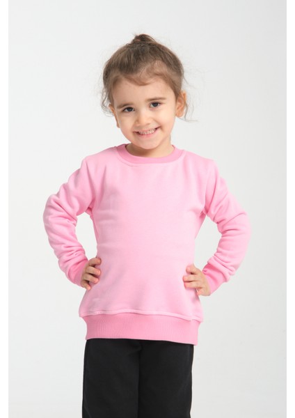 Kız Çocuk Oversize Bisiklet Yaka Basic Sweatshirt fiyatları