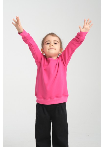 Kız Çocuk Oversize Bisiklet Yaka Basic Sweatshirt