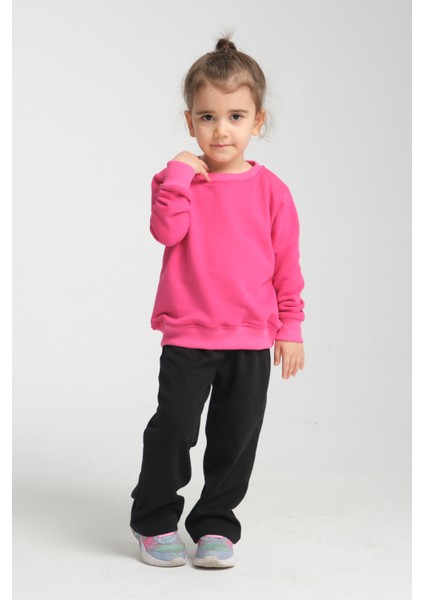 Kız Çocuk Oversize Bisiklet Yaka Basic Sweatshirt fiyatları