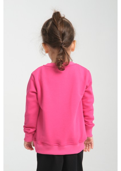 Kız Çocuk Oversize Bisiklet Yaka Basic Sweatshirt modelleri