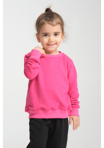 Kız Çocuk Oversize Bisiklet Yaka Basic Sweatshirt fırsatları