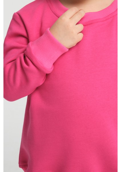 Kız Çocuk Oversize Bisiklet Yaka Basic Sweatshirt indirimleri