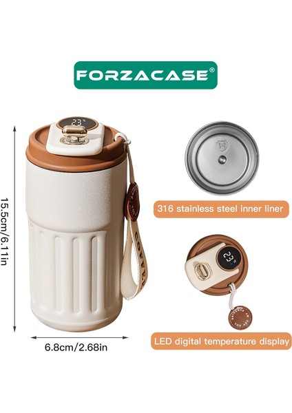 316 Paslanmaz Çelik Termometreli 450 ml 6 Saat Sıcak Soğuk Tutan Çay Kahve Termosu - FC944 fiyatları