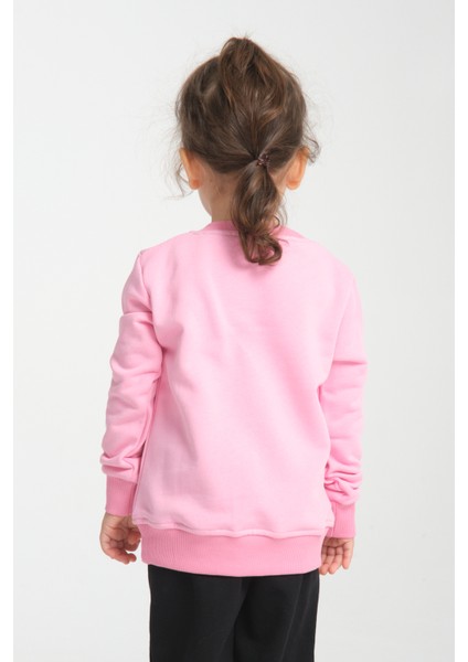 Kız Çocuk Oversize Bisiklet Yaka Basic Sweatshirt modelleri