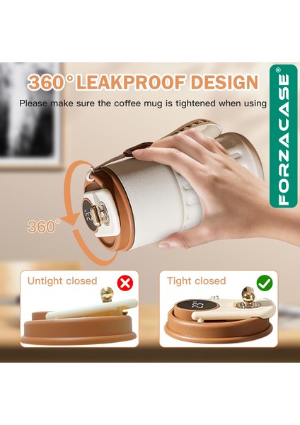 316 Paslanmaz Çelik Termometreli 450 ml 6 Saat Sıcak Soğuk Tutan Çay Kahve Termosu - FC944 fırsatları