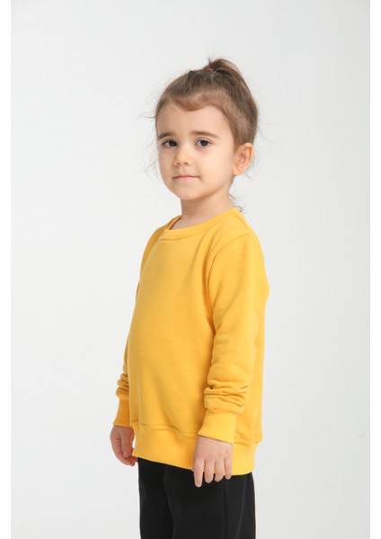 Kız Çocuk Oversize Bisiklet Yaka Basic Sweatshirt fiyatları