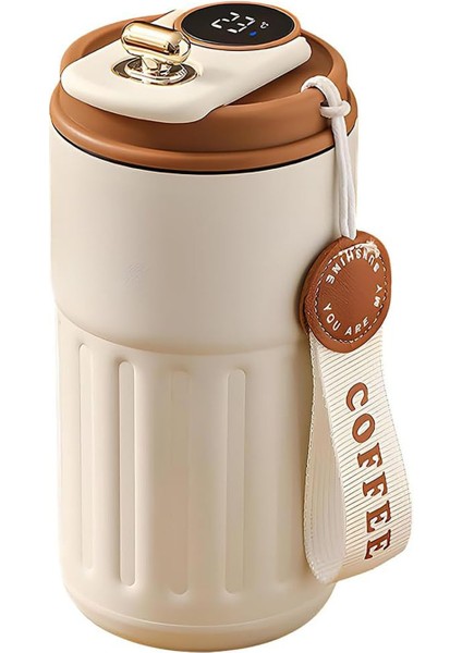 316 Paslanmaz Çelik Termometreli 450 ml 6 Saat Sıcak Soğuk Tutan Çay Kahve Termosu - FC944