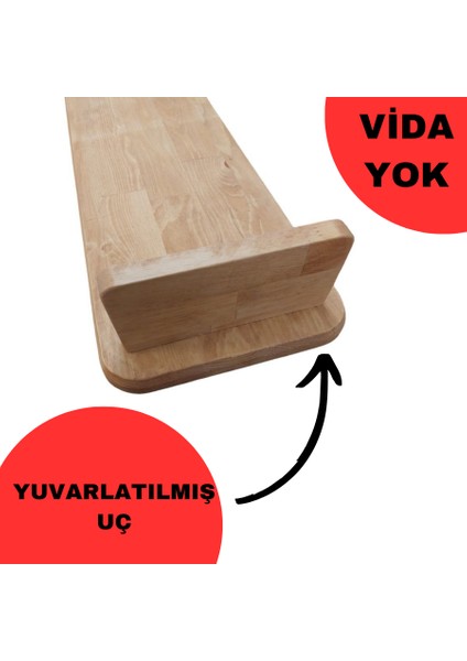 Masif Doğal Ahşap Monitör Yükseltici Organizer Çam Ağacı