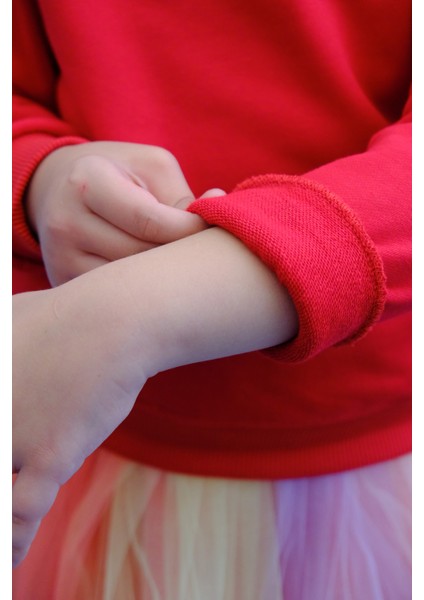 Kız Çocuk Oversize Bisiklet Yaka Basic Sweatshirt indirimleri