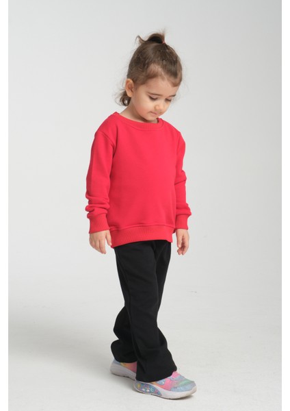 Kız Çocuk Oversize Bisiklet Yaka Basic Sweatshirt