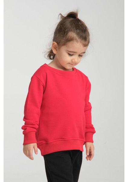 Kız Çocuk Oversize Bisiklet Yaka Basic Sweatshirt fiyatları