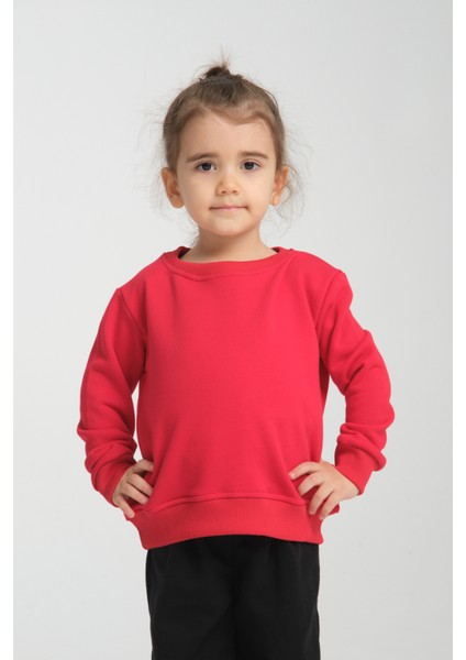 Kız Çocuk Oversize Bisiklet Yaka Basic Sweatshirt modelleri