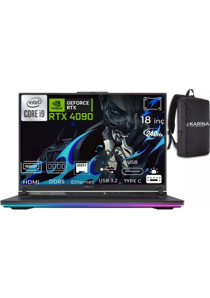 Rog Strix Scar 18 Intel Core I9 14900HX G834JYR-N6050-17 64GB 4tb RTX4090 Freedos 18" Wqxga 240Hz Taşınabilir Bilgisayar