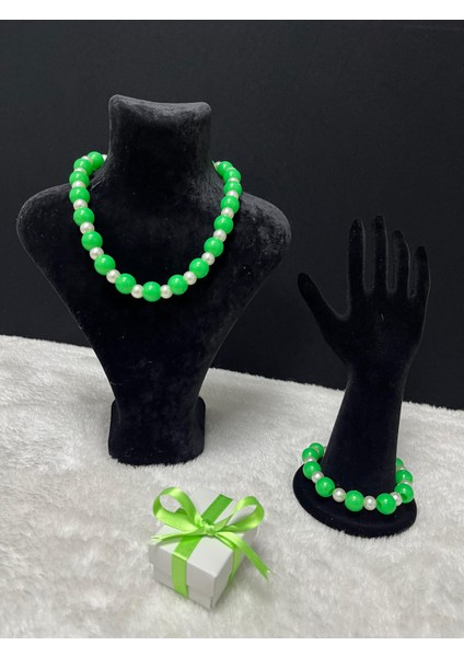 Özel Tasarım Görsel Şölen İnci Boncuk Luxury Kadın Kolye Bileklik Set Takımı fırsatları