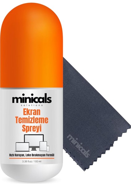 Telefon, Tablet ve Bilgisayar Için 100 ml Ekran Temizleyici Sprey & Mikrofiber Bez