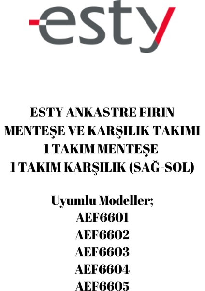 AEF6601 - AEF6602 - AEF6603 - AEF6604 - AEF6605 Menteşe ve Karşılık Takımı