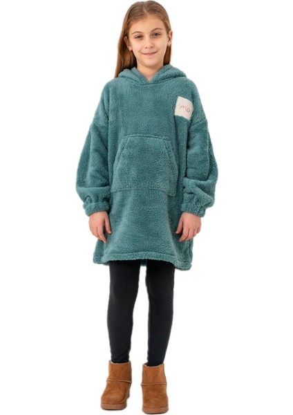 Unisex Kapüşonlu Çocuk Sweatshırt Çift Taraflı Giyilebilir Ev Battaniyesi