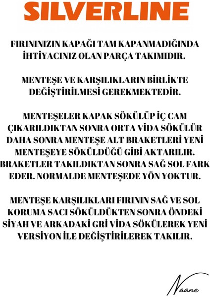 BO6501 -BO6502 -BO6503 -BO6504 Menteşe ve Karşılık Takımı modelleri