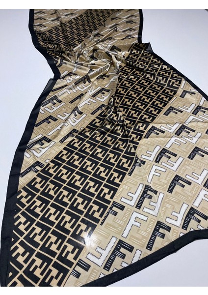 Vual Ipek Şal F Desen Siyah Krem