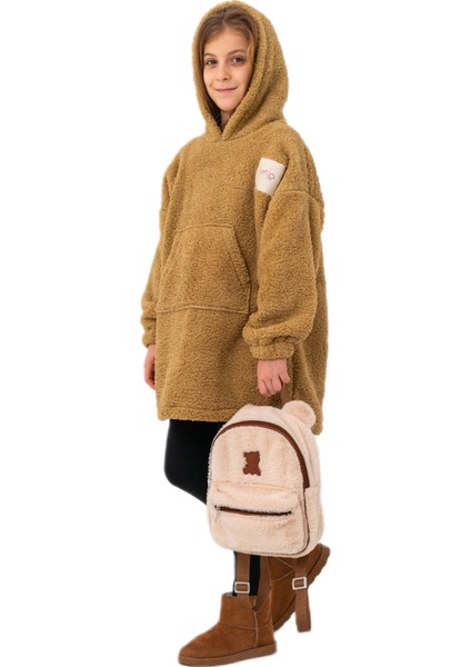 Unisex Kapüşonlu Çocuk Sweatshırt Çift Taraflı Giyilebilir Ev Battaniyesi