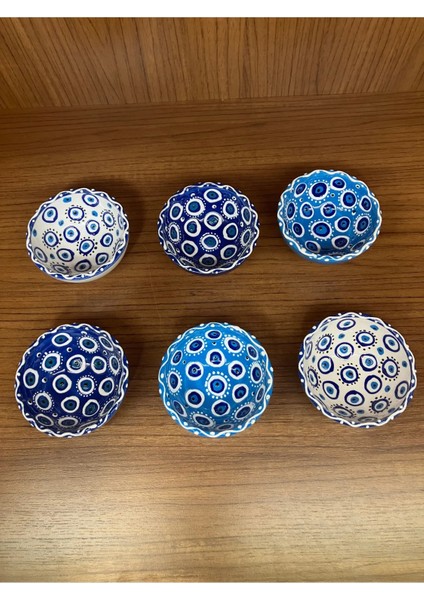 Nazar Kase Seramik Lokumluk Çerezlik Reçellik El Yapımı 6’lı