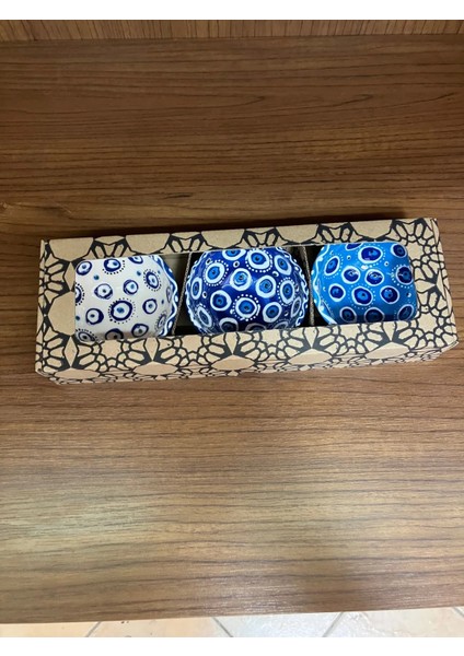 Nazar Kase Seramik Sosluk Çerezlik Lokumluk Reçellik El Yapımı 3’lü