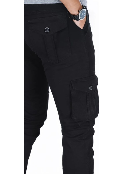 Kışlık Gabardin Paçası Lastikli Siyah Erkek Kargo Pantolon fiyatları